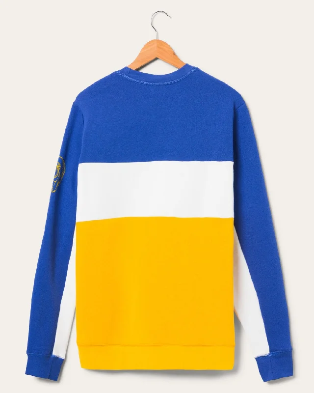 men's designer t-shirts -Los Angeles Rams Color Block Crew Fleece