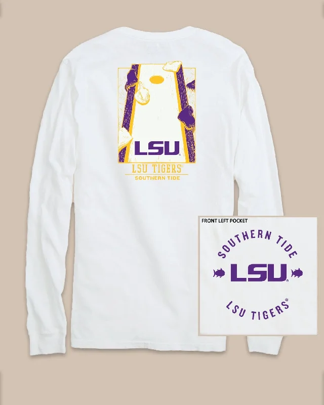 men's graphic print t-shirts -LSU Tigers Gameday Cornhole Board T-Shirt