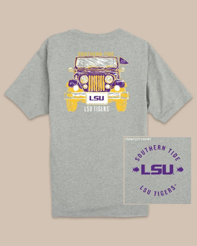 men's workout t-shirts -LSU Tigers Heather Front Plate T-Shirt