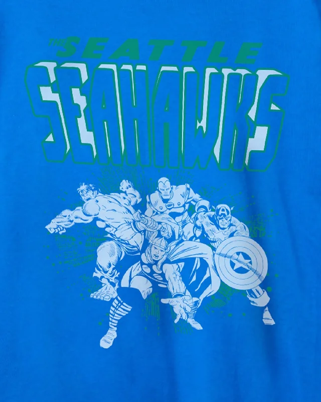 men's slogan t-shirts -Marvel x Junk Food x NFL Avengers Team Seahawks Tee