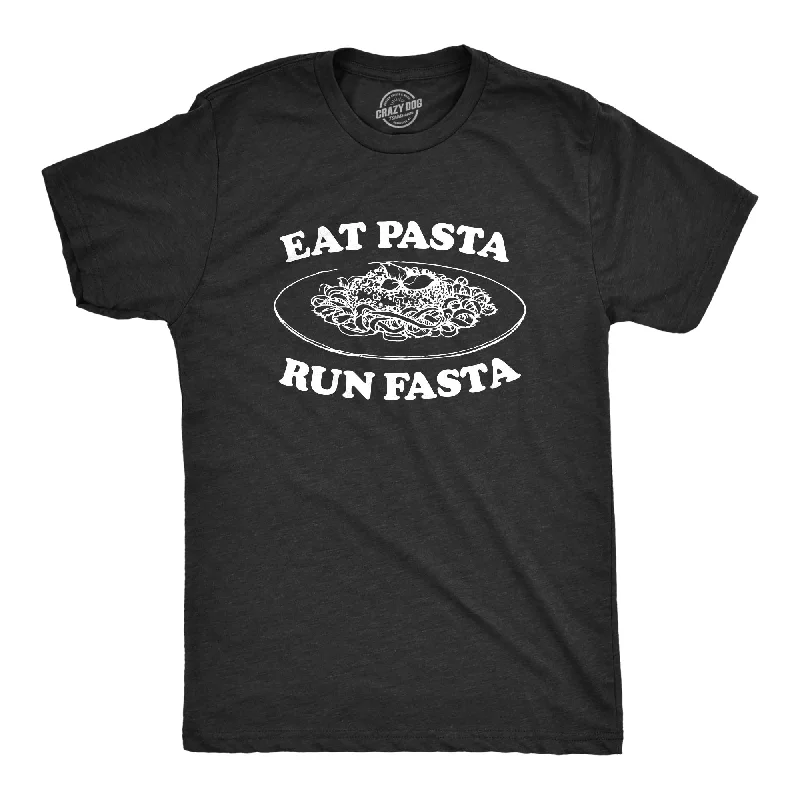 men's cotton blend t-shirts -Eat Pasta Run Fasta Men's T Shirt