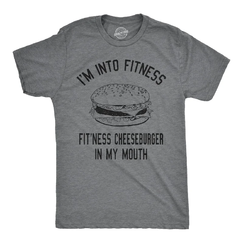 men's high-quality graphic t-shirts -Fitness Cheeseburger In My Mouth Men's T Shirt