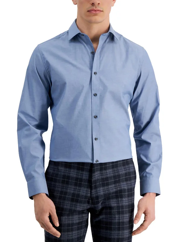 men's classic shirts -Mens Knit Cotton Button-Down Shirt