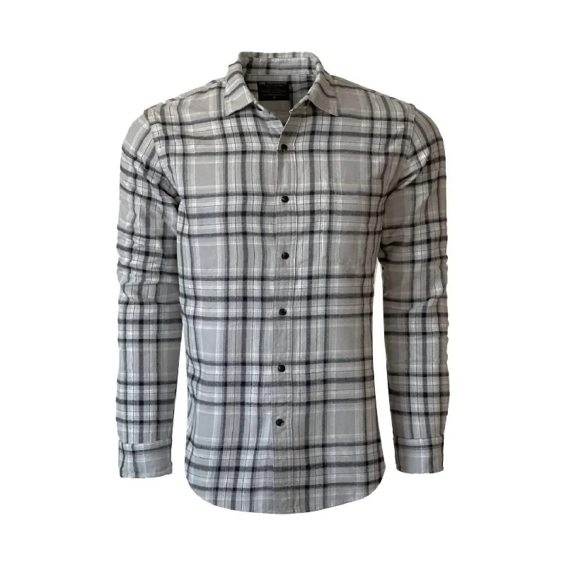 men's lightweight formal shirts -Men's Park City Plaid Shirt In Grey