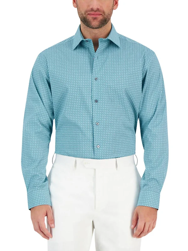 men's fitted shirts -Mens Printed Cotton Dress Shirt