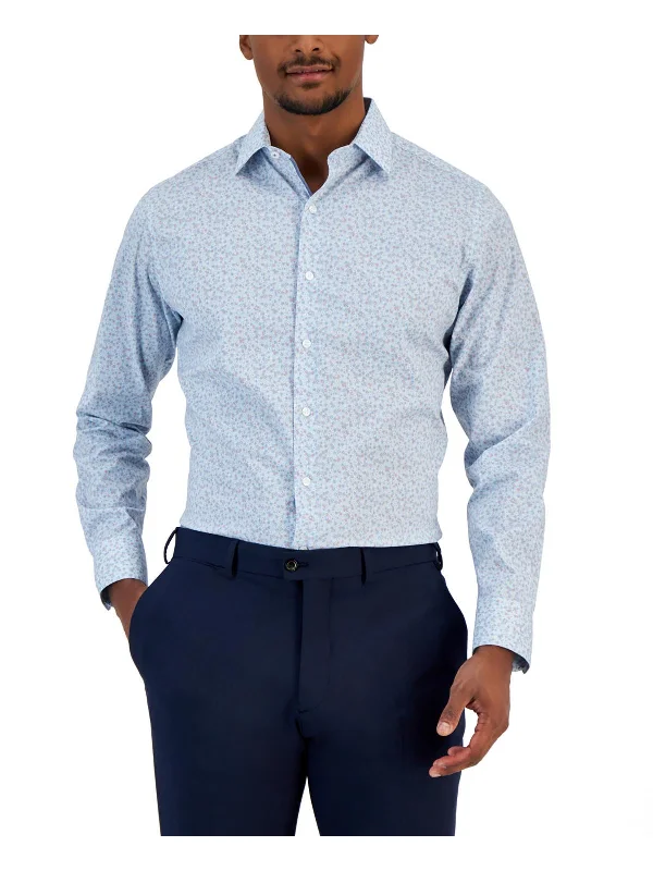 men's cotton-blend shirts -Mens Printed Stretch Button-Down Shirt