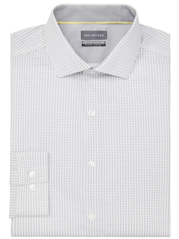 men's basic button-up shirts -Mens Printed Wrinkle Resistant Dress Shirt