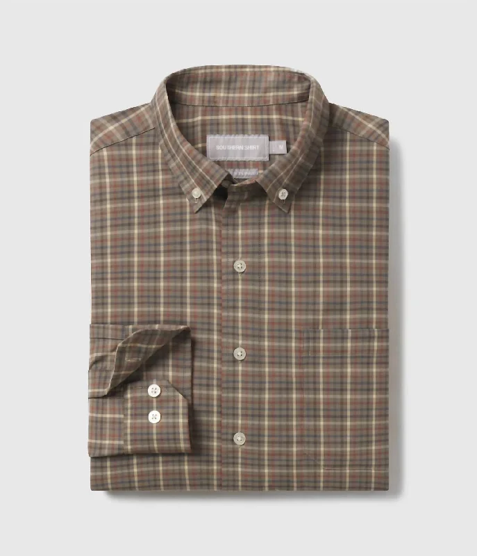 men's lightweight shirts -Men's Samford Check Long Sleeve Dress Shirt In Deep Forest