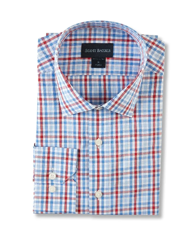 men's dress shirts for work -Micro Dobby Gingham, Tomato