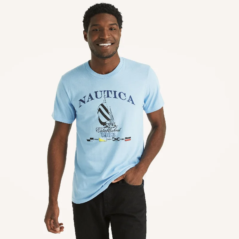 men's summer graphic t-shirts -Nautica Mens Heritage Graphic T-Shirt