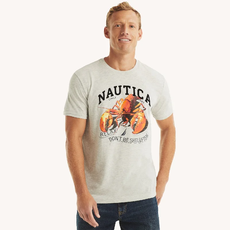 men's workout t-shirts -Nautica Mens Lobster Graphic T-Shirt