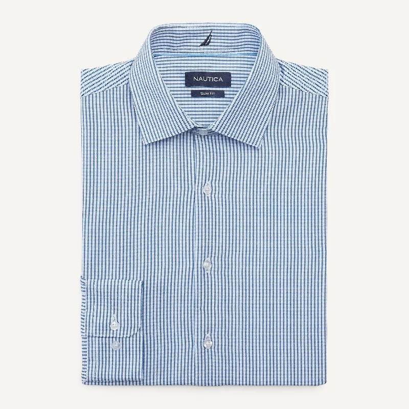 men's casual dress shirts -Nautica Mens Slim Fit Wrinkle-Resistant Dress Shirt