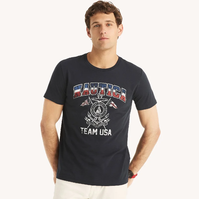 men's short sleeve t-shirts -Nautica Mens Sustainably Crafted Team Usa Graphic T-Shirt