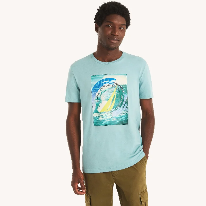 men's comfortable cotton t-shirts -Nautica Mens Waves Graphic T-Shirt