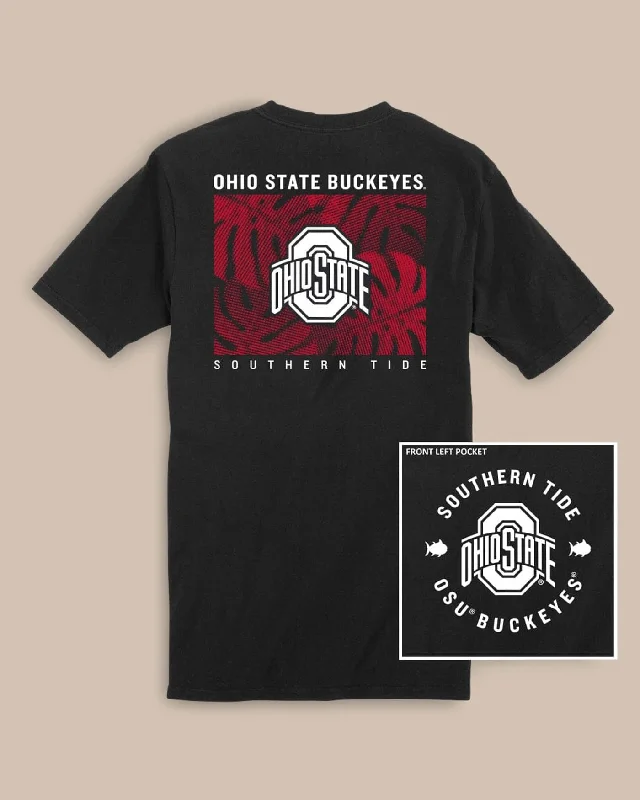 men's bold graphic t-shirts -Ohio State Buckeyes Halftone Monstera T-Shirt