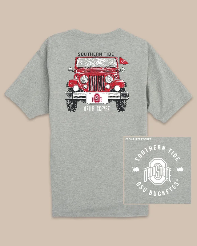 men's oversized graphic t-shirts -Ohio State Buckeyes Heather Front Plate T-Shirt