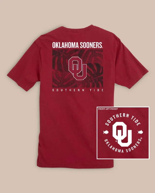 men's simple stylish t-shirts -Oklahoma Sooners Halftone Monstera T-Shirt