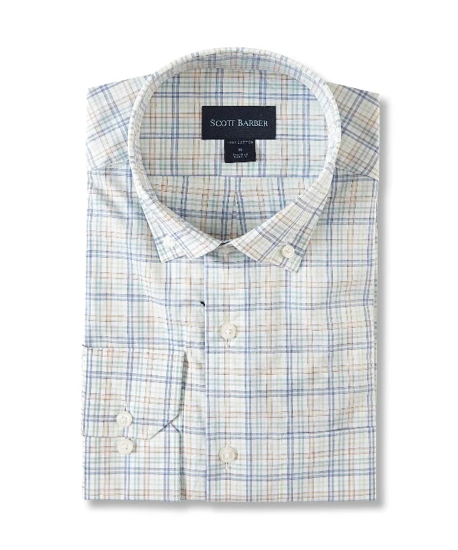 men's dress shirts with cuffs -Organic Cotton Check, Sage