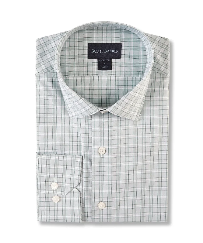 men's office button-up shirts -Organic Cotton Check, Sea