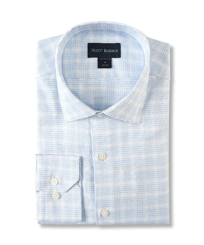 men's plaid shirts -Organic Fine Twill, Sky