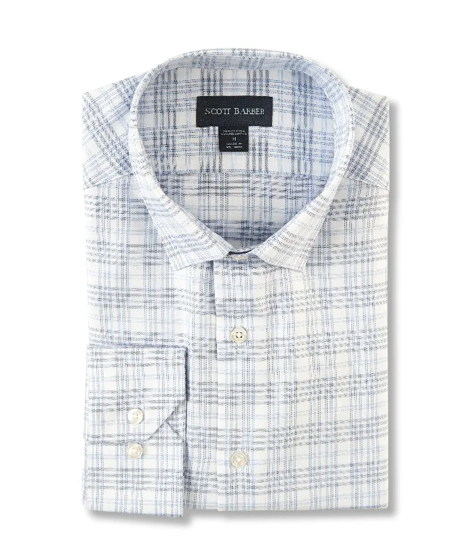 men's slim-fit shirts -Performance Dobby Check, Sky