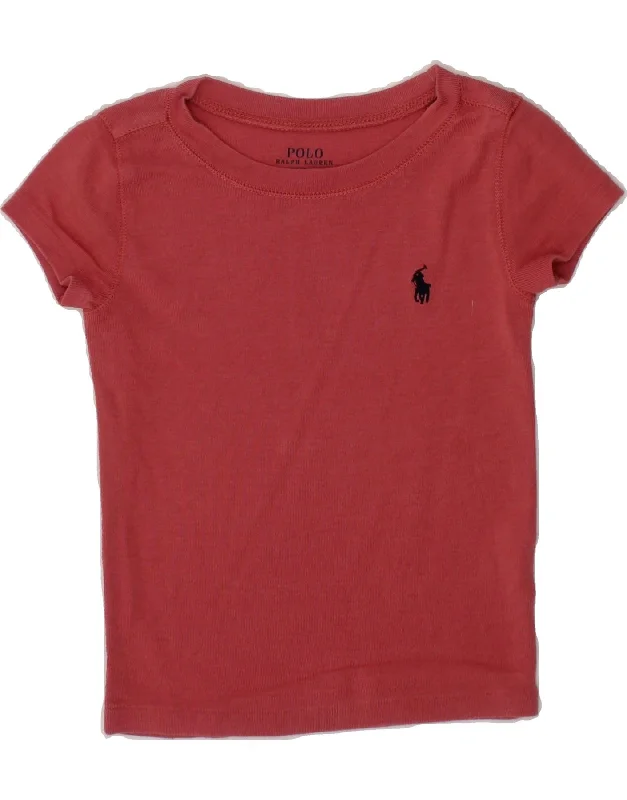 men's crewneck t-shirts -POLO RALPH LAUREN Girls T-Shirt Top 2-3 Years Red Cotton