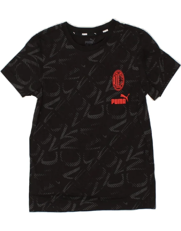 men's slim-fit plain t-shirts -PUMA Boys AC Milan Graphic T-Shirt Top 9-10 Years   Black Cotton