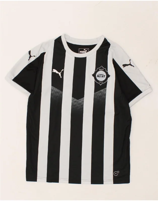 men's outdoor t-shirts -PUMA Boys Altay Izmir 1914 Graphic T-Shirt Top 11-12 Years Black Striped