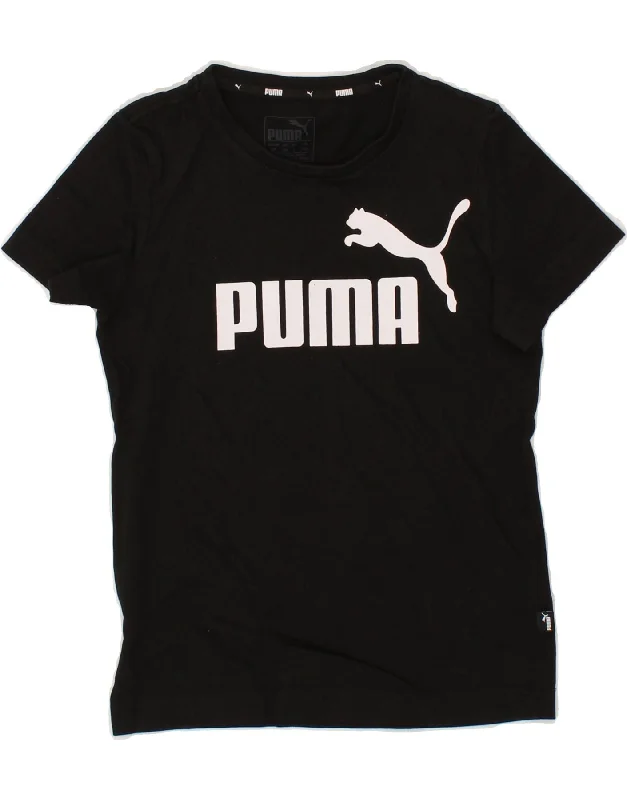 men's long sleeve t-shirts -PUMA Boys Graphic T-Shirt Top 7-8 Years  Black Cotton