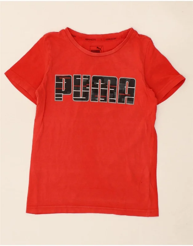 men's workout t-shirts -PUMA Boys Graphic T-Shirt Top 7-8 Years  Red