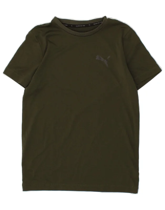 men's printed logo t-shirts -PUMA Boys T-Shirt Top 11-12 Years Khaki