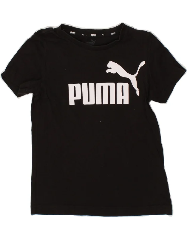 men's graphic design t-shirts -PUMA Girls Graphic T-Shirt Top 7-8 Years  Black Cotton