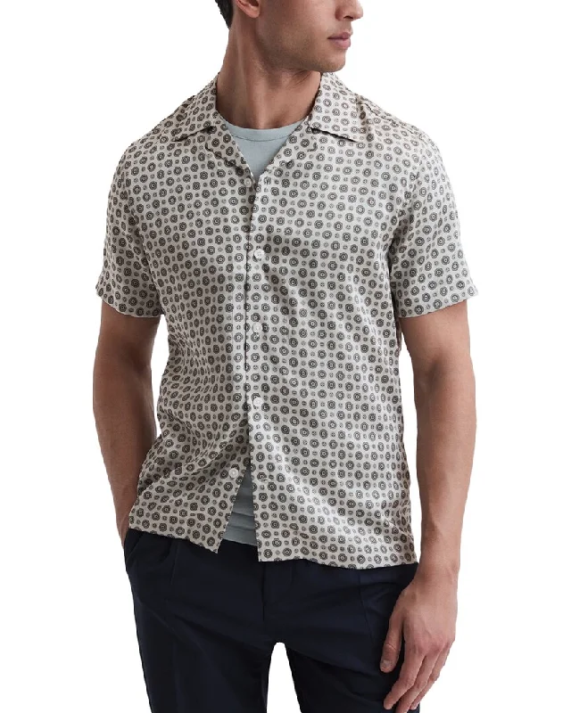 men's button-up shirts with patterns -Reiss Pedro Shirt