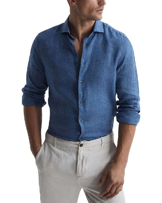 men's casual fit shirts -Reiss Ruban Linen Shirt