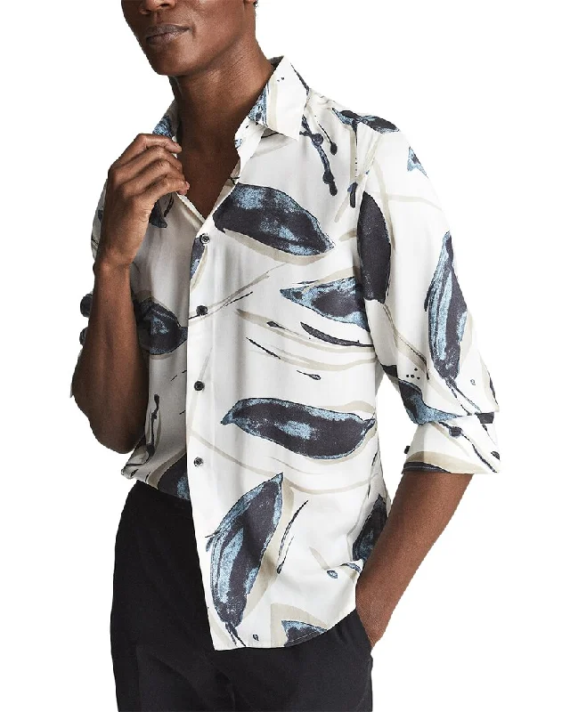 men's comfortable work shirts -Reiss Sab Painted Print Shirt