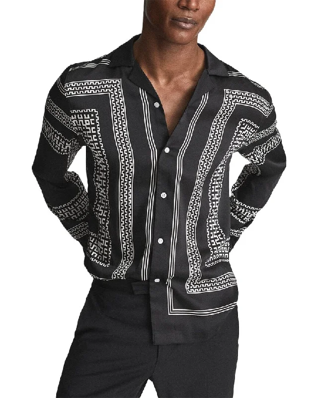 men's smart casual shirts -Reiss Tex Placement Aztec Print Shirt