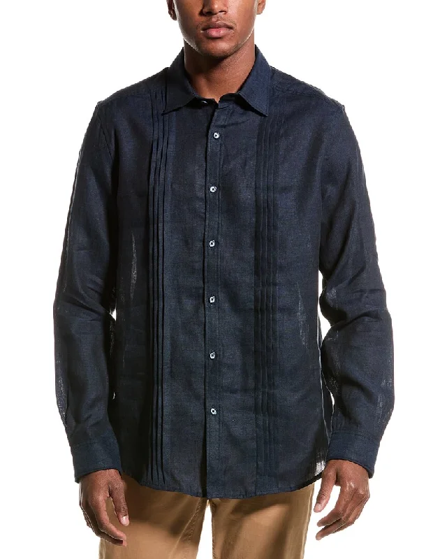 men's long-sleeve shirts -Robert Graham Baradero Linen Shirt