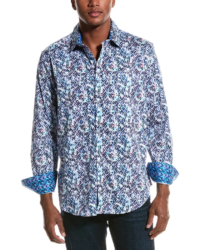 men's dress shirts with cuffs -Robert Graham Clarke Classic Fit Woven Shirt