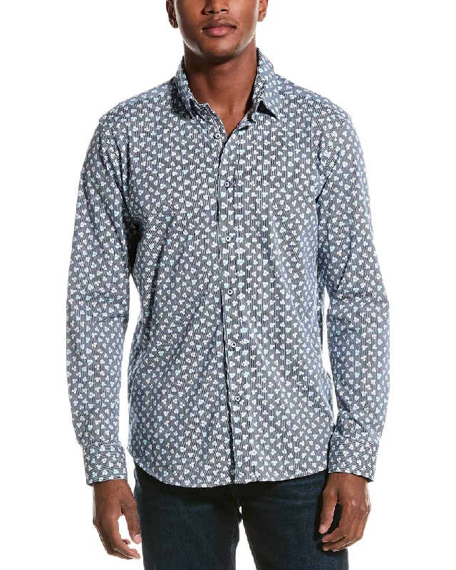 men's embroidered shirts -Robert Graham Senan Tailored Fit Knit Shirt