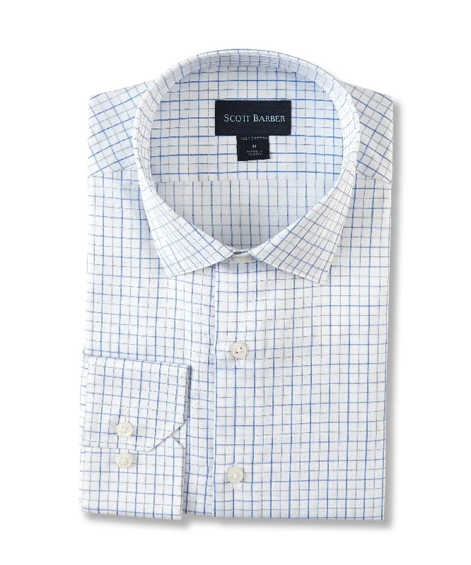 men's formal shirts -Sateen Tattersall, Royal