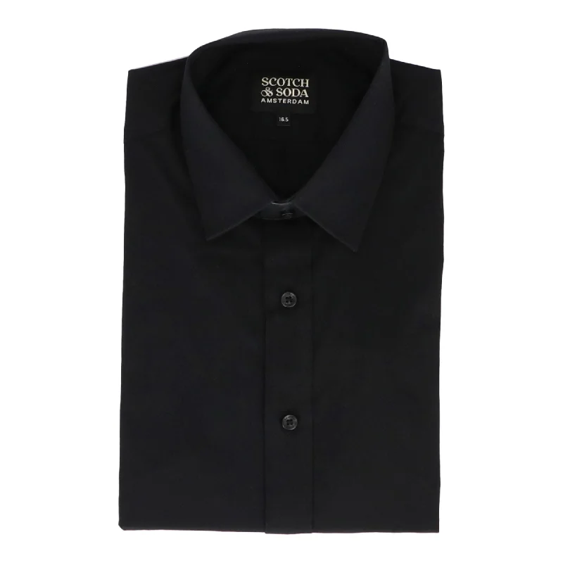 men's everyday business shirts -Scotch & Soda Mens Black Dress Shirt