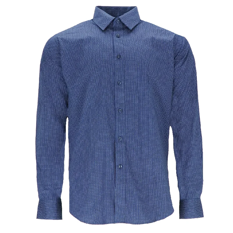 men's solid color shirts -Scotch & Soda Mens Navy Dress Shirt