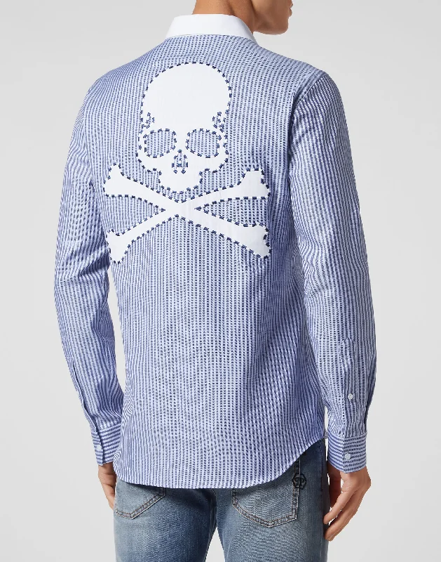 men's short-sleeve casual shirts -Shirt Sugar Daddy Cut LS Skull&Bones