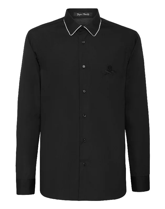 men's breathable button-up shirts -Shirt Sugar Daddy Cut LS Skull