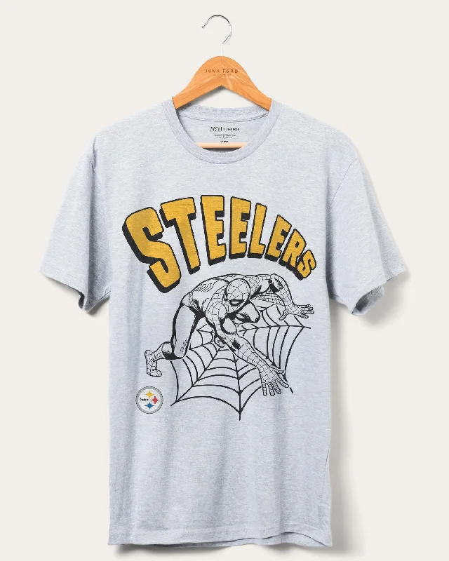 men's streetwear t-shirts -Steelers Spider-Man Web Slinger Tee