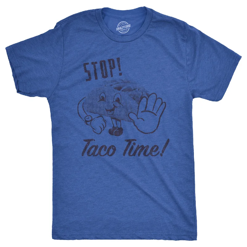 men's vintage print t-shirts -Stop Taco Time Men's T Shirt