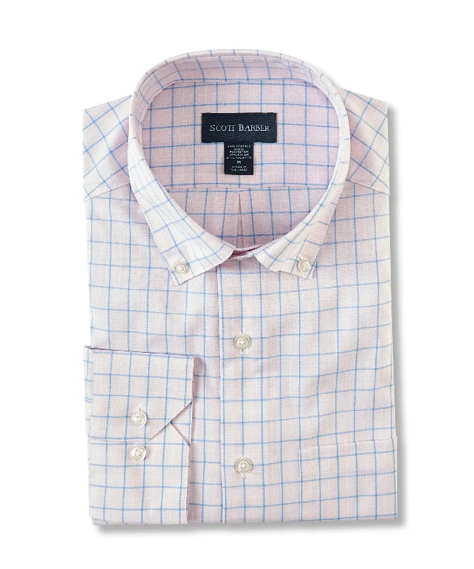 men's denim shirts -Stretch Performance Check, Pink