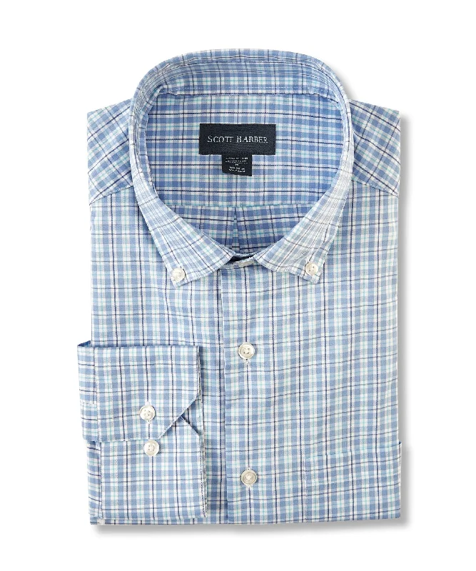 men's everyday business shirts -Stretch Performance Check, Regal