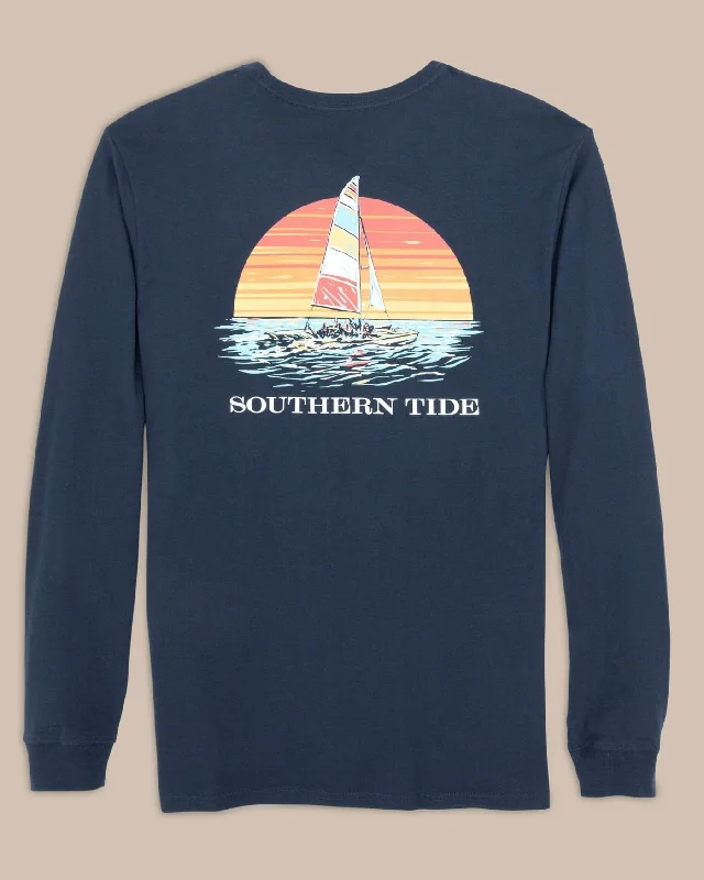 men's plain t-shirts -Sunset Silhouette Long Sleeve T-Shirt