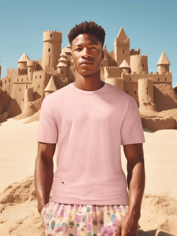 men's light t-shirts for summer -The Knitted T-Shirt - Candyfloss Pink